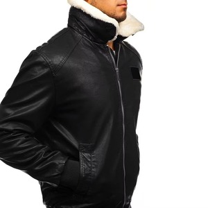 Top Selling Stand Collar <b>Men</b> <b>Leather</b> Fur <b>Jackets</b> Casual Wear Quick Dry Material Made Fashion <b>Leather</b> Fur Black <b>Jackets</b> for <b>Men</b> - Product Image 3