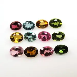 Natural Honest Gemstone Dealers Directly Natural Multi Tourmaline Faceted Oval 6x8mm Multi Color Loose Healing Gemstones At Sale