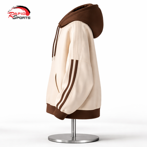 Hoodies d'hiver 100% Coton, sans poche, délavés soleil, à bords coupés, personnalisés, délavés à l'acide, coupe classique, grammage lourd, doublés polaire, brodés, teint uni - Product Image 3