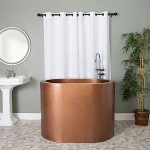 Elegante Bañera Ovalada de Cobre Martillado de Doble Pared, Bañera Independiente de Lujo con Acabado Texturizado Hecho a Mano - Product Image 1
