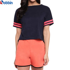 Conjuntos de Verano, Traje Deportivo Corto, Tendencia de Verano, Logotipo Personalizado, Conjunto de Dos Piezas de Algodón, Shorts y Camisetas para Mujer - Product Image 1
