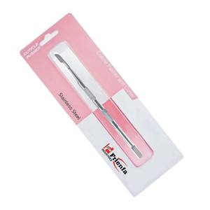 Empujador de cutículas profesional de acero inoxidable con punta doble cóncava y en ángulo. - Product Image 3