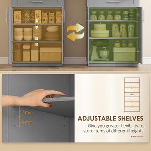 Modern Gray <b>Freestanding</b> <b>Kitchen</b> Pantry Cabinet with Doors and Drawer Adjustable Eco-Friendly Shelving Graphic Design Solution - Product Image 5