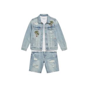 ชุดเซ็ตเสื้อเชิ้ตแขนยาวปักลายเดนิมและกางเกงขาสั้นสองชิ้นแฟชั่นใหม่คุณภาพสูงสำหรับผู้ชายสไตล์สตรีทแวร์ฤดูร้อน - Product Image 2