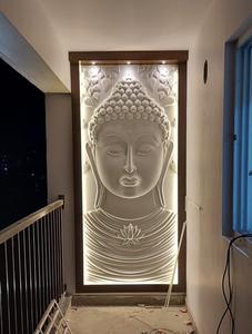 Sculpture murale Bouddha en acrylique 3D avec rétroéclairage, design moderne, décoration zen asiatique pour la maison, salle à manger, parc, art rectangulaire, portrait - Product Image 1