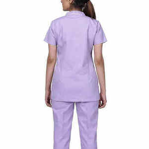 Ensemble de blouses médicales unisexe violettes en microfibre tissée à manches courtes pour infirmières et médecins, service OEM - Product Image 5