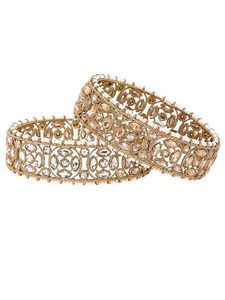 Gold Plated Alloy Cuff <b>Bracelet</b> With <b>Crystal</b> Rhinestone Channel Setting Classic Women's Wedding Jewelry - Product Image 5