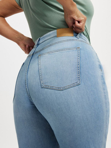 Jeans de Pierna Ancha Extrema para Mujer, Lavado Claro con Efecto Mancha de Té, Transpirables, Tallas Grandes, los Más Vendidos 2026, Servicio OEM - Product Image 4