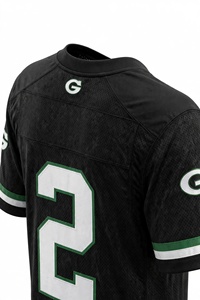 Mens <b>Black</b> <b>Football</b> Jersey Green <b>White</b> Trim Sports Team Game Shirt Short Sleeve V Neck Athletic Fan Apparel Custom Hot selling - Product Image 5