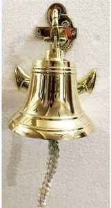 Campana Náutica de Latón para Montar en la Pared con Cuerda, Campana Marina Vintage Colgante para Decoración del Hogar - Product Image 3