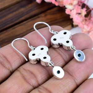 Kingman Turquoise Cluster Earrings, 925 <b>Sterling</b> <b>Silver</b> <b>Stud</b> Earrings, Boho Southwestern Jewelry, Natural Gemstone Gift for Her - Product Image 4