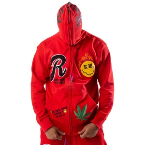 Sudadera con capucha personalizable de 100% algodón mezclado con cremallera de cara completa para hombres de gran tamaño pesado GSM manga larga transpirable cremallera completa con capucha - Product Image 1