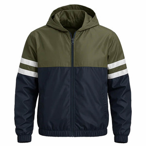 Chaqueta Deportiva con Capucha para Hombre, Estilo Racer, con Bloques de Color, Cierre de Cremallera, Resistente al Viento, Material de Poliéster, para Otoño - Product Image 4