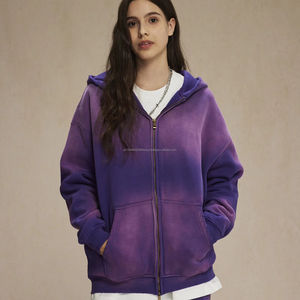 Wholesale Acid Washed Distressed Cotton Fleece Quality Men's <b>Hoodie</b> Custom Oversized Streetwear Sun Faded <b>Zip</b> <b>up</b> <b>Hoodie</b> - Product Image 1