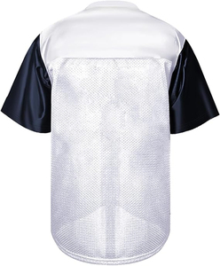 Vente en gros de maillots de baseball en maille à col en V de qualité supérieure, blanc et bleu marine, manches courtes, respirant, en polyester, unisexe, vêtements de sport pour adultes - Product Image 2