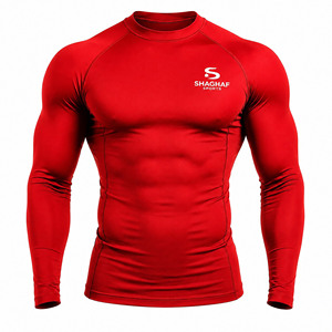 Custom <b>Men</b>’s Red Compression Shirt & <b>Pants</b> Set | Long Sleeve Athletic <b>Base</b> <b>Layer</b> | Gym Fitness Running Training Sportswear - Product Image 3