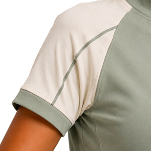 Ensemble de t-shirt et short de sport pour femme, vert sauge beige, demi-zip, séchage rapide, manches courtes, vêtements de sport, gym, fitness, course à pied, entraînement - Product Image 5