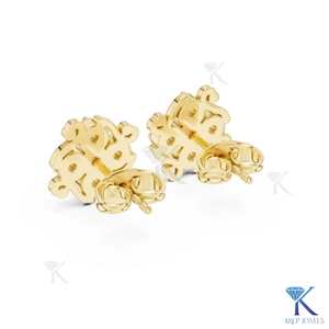 Lab Grown Diamond Vintage Scroll <b>Stud</b> Earrings 5 Stone Cluster 14K 18K Solid Gold Fine Women Jewelry Anniversary Wedding Party - Product Image 6
