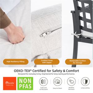 Moderno classico in alluminio pressofuso esterno 2 pezzi sedie da pranzo con finitura nera Design ergonomico dello schienale a traliccio - Product Image 6