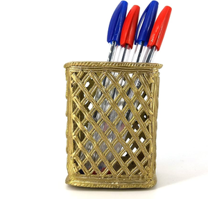 Brass Pen Stand Decorative Pen Holder Top Price Display Stand Organizer Pen Holder <b>Bat</b> <b>Ball</b> Design Desktop Decorative Pieces - Product Image 3