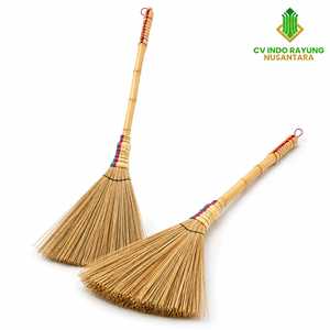 Balai en fibre de bambou avec manche en bambou, poils durables et écologiques, style classique, pour usage domestique et extérieur, poils moyens, 45 pouces - Product Image 2