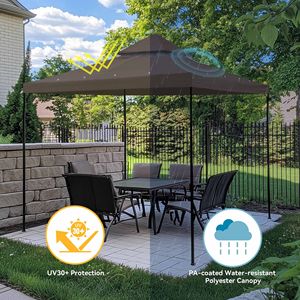 Gazebo e Pergola con Tetto a Baldacchino Color Cioccolato 11.5x11.5ft 2T - Product Image 6