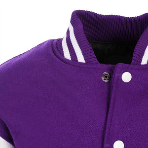 <b>Men's</b> Purple <b>White</b> letterman <b>jacket</b>/letterman <b>jacket</b> Cotton Polyester Preppy Style Turn-down Collar Regular Sleeve Autumn Casual - Product Image 3