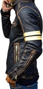 Men Cafe Racer Biker <b>Jacket</b> Original Leather Stand Collar Zipper Closure Slim Fit Moto Style Biker <b>Jacket</b> - Product Image 2
