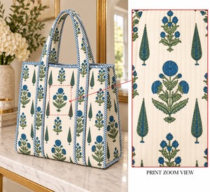 Floral Print Cotton <b>Women</b> Tote <b>Bag</b> with Zipper Closure Large Capacity <b>Travel</b> Shoulder Handbag for Casual Shopping All Seasons - Product Image 4