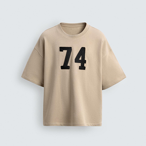 T-shirt surdimensionné pour homme 100% coton col rond manches courtes numéro 74 imprimé décontracté streetwear - Product Image 2