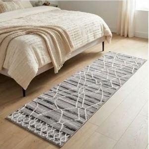Alfombra de Pasillo Moderna de Tejido Plano Geométrico, Fabricada en India, a Precio Inmejorable, Alfombra Rectangular Gris a Rayas para Pasillo - Product Image 6