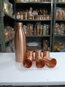 Vintage <b>Copper</b> Water Bottle with <b>Screw</b> Cap Large Capacity Leak Proof Drinkware for Home & Daily Use - Product Image 3