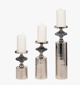 Stainless Steel Cylinder Candle Stand Home Decoration Durable <b>Black</b> Base Modern Design - Product Image 2