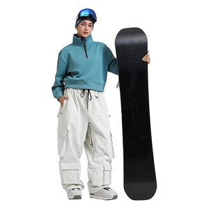 Customized Adults Zipper High Waist Multi-pockets Baggy Snowboard Pant Women Waterproof Wind Resistant Loose Wide Leg Cargo - Product Image 3