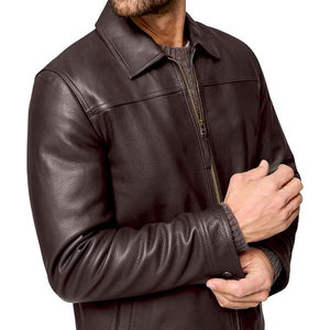 Fully Customized Genuine Cowhide Men <b>Leather</b> Jackets <b>High</b> Street Style Winter <b>Leather</b> Bomber Jackets Stand Collar Men Jackets - Product Image 6