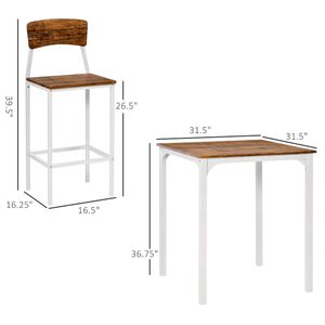 Set da Pranzo Moderno con 2 Sedie e Tavolo Piccolo Effetto Legno Superficie Liscia - Product Image 3