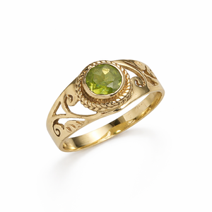 Brass <b>Ring</b> Peridot Faceted Fixed Size Elegant Vintage Glam <b>Statement</b> <b>Ring</b> Handmade Women Jewelry Moku Jewellery Bezel Setting - Product Image 1