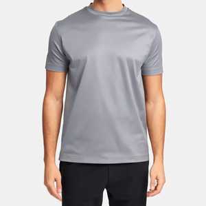 Camiseta de Manga Corta con Cuello Redondo para Hombre, Color Gris, Diseño Personalizable, Tejido de Punto de Spandex/Poliéster, Corte Regular, Color Sólido, Estilo Casual - Product Image 4