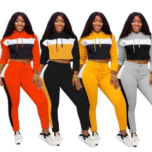 Conjunto Deportivo de 2 Piezas para Mujer, con Capucha, Antiestático, de Poliéster/Algodón, con Cordón Ajustable, Estilo Casual para Otoño - Product Image 2