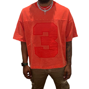 Camiseta Corta para Hombre, de Algodón Grueso, Oversize, con Estampado de Logotipo Personalizado, Corte Cuadrado, Lisa, Estilo Urbano - Product Image 3