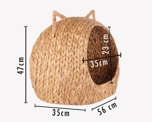 Artex HaiNam Woven Fiber Cat <b>Bed</b> <b>Cave</b> Oval Solid Color Breathable Indoor All Seasons Cute Style for Cats - Product Image 5