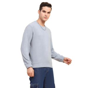 Sweat-shirt à col rond personnalisé, couleur unie, coupe classique, respirant, 100% coton tricoté, vêtement décontracté - Product Image 2