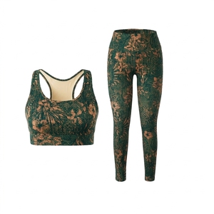 Conjunto de Yoga de 2 Piezas, Top y Leggings de Cintura Alta, Ropa Deportiva Transpirable, Traje Deportivo Cosido - Product Image 1