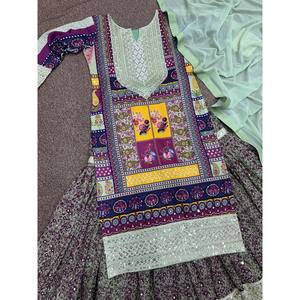Conjunto de traje de fiesta de trabajo con Secuencia de bordado pesado para mujer - Product Image 3