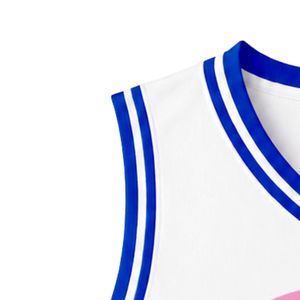 Camiseta sin mangas con cuello en V para mujer, con parche bordado del escudo de White Jack & Jill y ribete azul, ideal para el día del partido. - Product Image 3