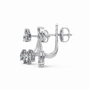 Boucles d'oreilles en diamant de culture en forme de poire Marquise céleste en or blanc 18 carats, 10 pièces, certifiées IGI pour femmes - Product Image 2