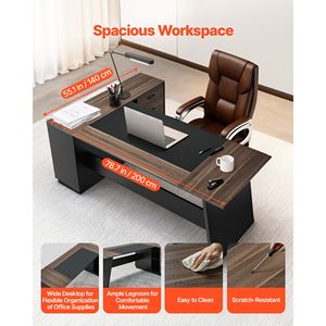 Scrivania Direzionale a L Moderna e Robusta, Capacità 350 LBS, Tavolo da Ufficio in Legno con Cassetti e Armadietto, Scrivanie per Computer - Product Image 5