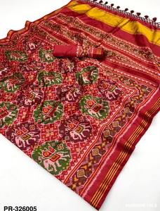 Sari y Blusa de Seda Patola de Excelente Calidad para Festivales con Bordado Lagadi Patta y Zari, Proveedor y Exportador Mundial - Product Image 2