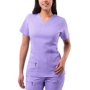 Wholesale Beauty Salon <b>Scrubs</b> Nurse Uniforms Short Sleeve Top Joggers Stretch Slim Fit Breathable Comfortable Customized Color - Product Image 5
