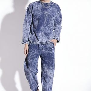 Conjunto Deportivo Vintage para Hombre con Lavado Ácido, Estilo Urbano Oversize, Dos Piezas, Sudadera y Pantalones Deportivos con Logotipo Personalizado - Product Image 4